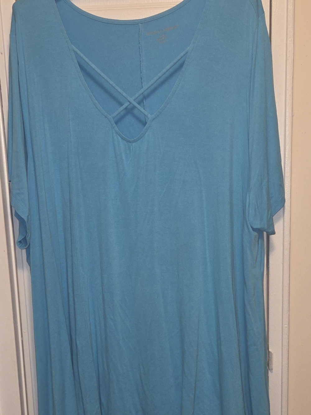 Jessica London Turquoise Crisscross V-Neck Tunic